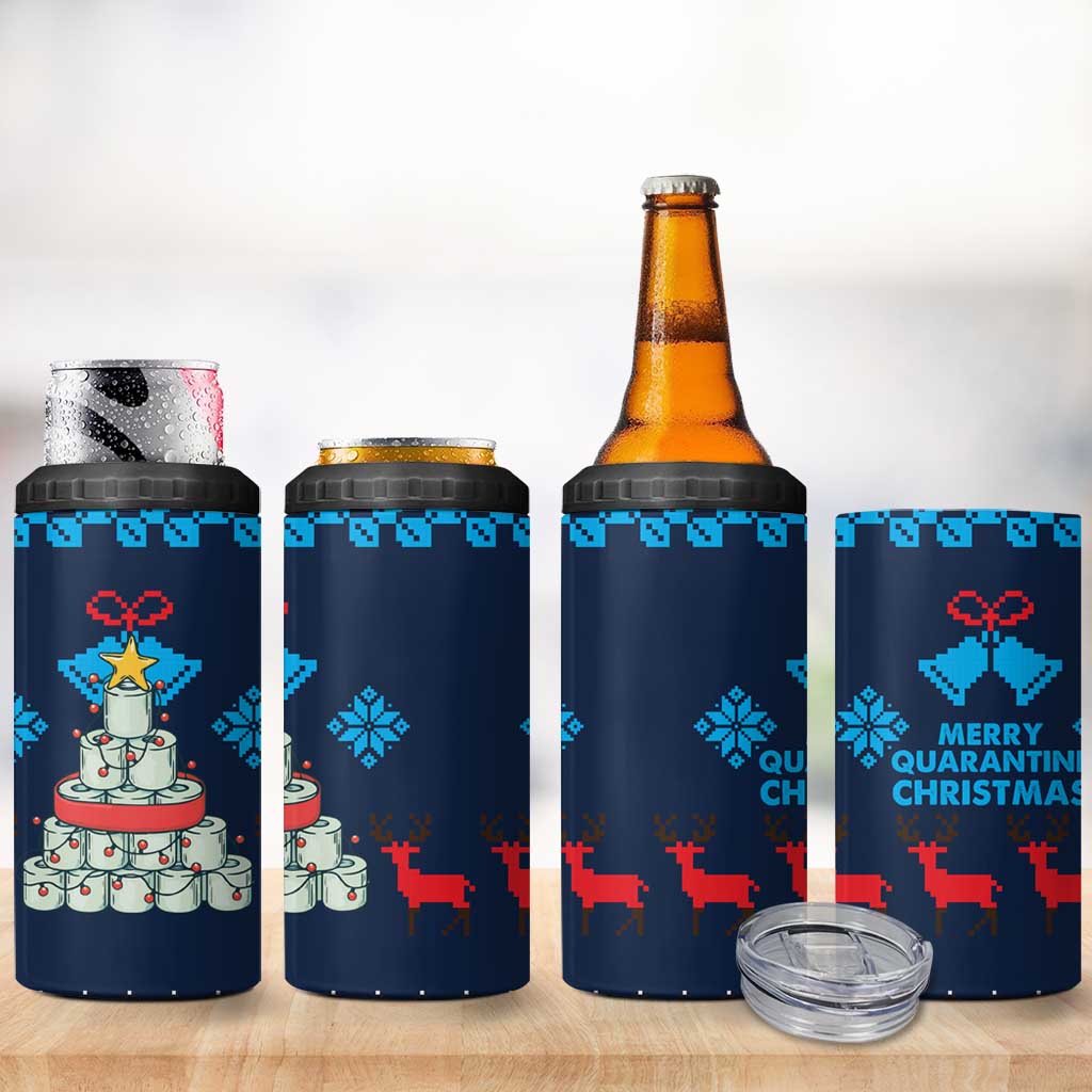 Merry Quarantine Christmas 4 in 1 Can Cooler Tumbler Xmas Holiday Patterns - Wonder Print Shop