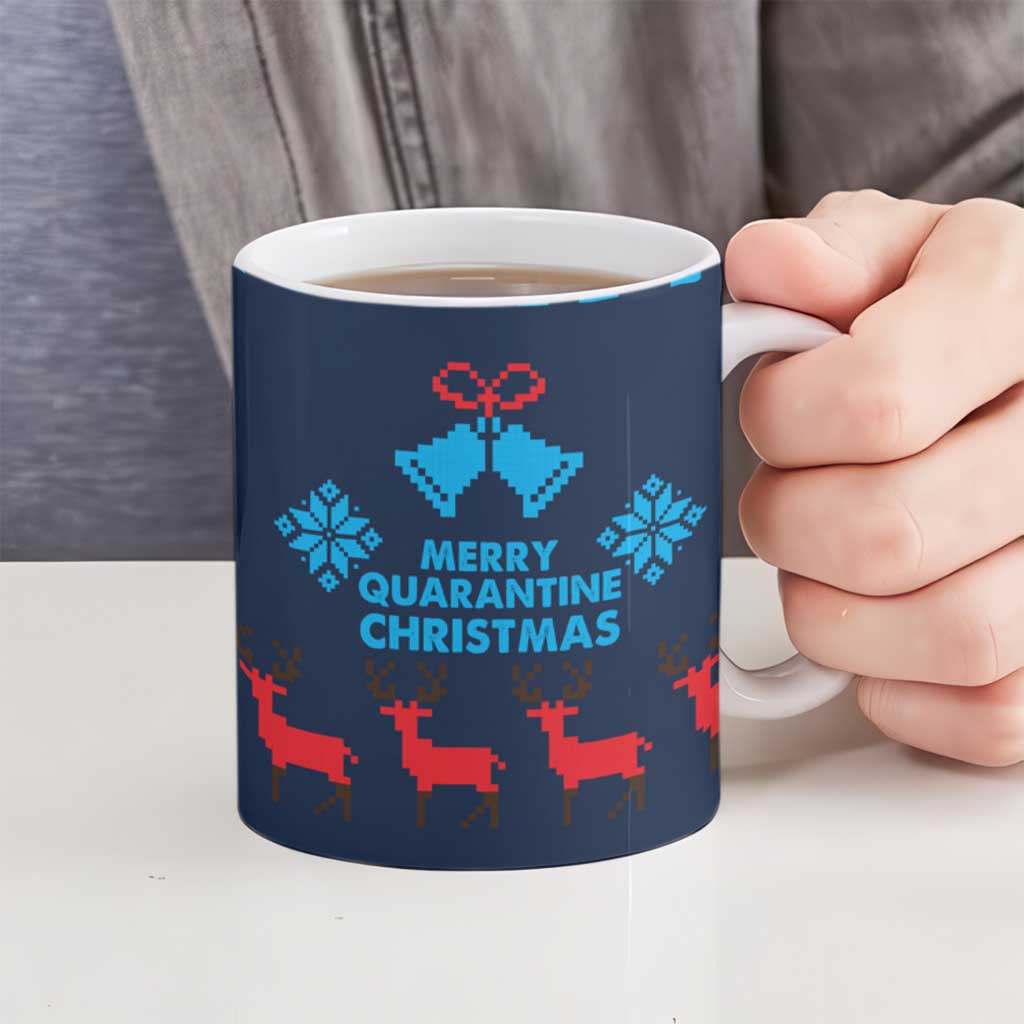 Merry Quarantine Christmas Ceramic Mug Xmas Holiday Patterns - Wonder Print Shop