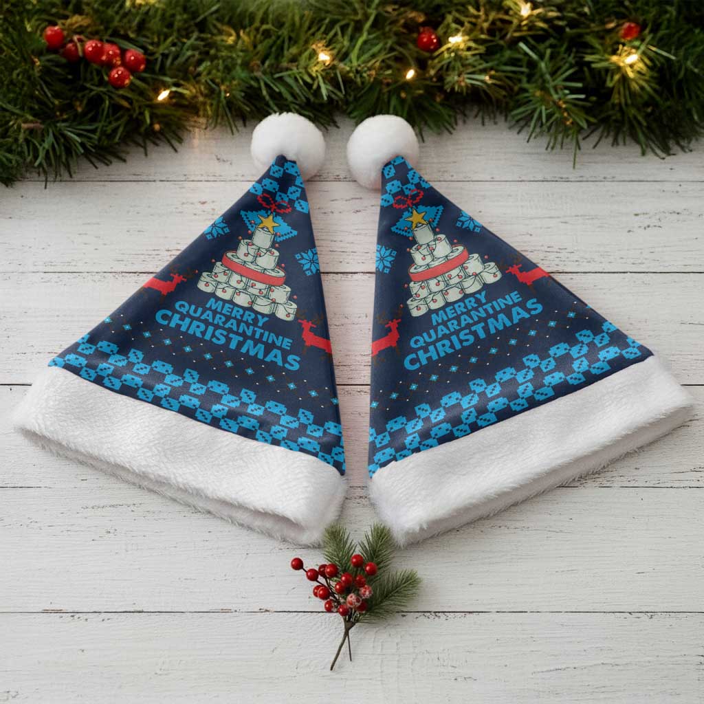 Merry Quarantine Christmas Santa Hat Xmas Holiday Patterns - Wonder Print Shop