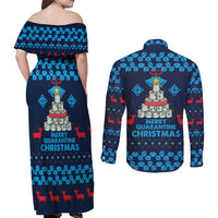 Merry Quarantine Christmas Couples Matching Off Shoulder Maxi Dress and Long Sleeve Button Shirt Xmas Holiday Patterns - Wonder Print Shop