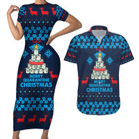 Merry Quarantine Christmas Couples Matching Short Sleeve Bodycon Dress and Hawaiian Shirt Xmas Holiday Patterns - Wonder Print Shop