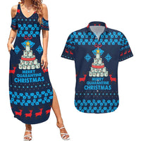 Merry Quarantine Christmas Couples Matching Summer Maxi Dress and Hawaiian Shirt Xmas Holiday Patterns - Wonder Print Shop