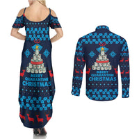 Merry Quarantine Christmas Couples Matching Summer Maxi Dress and Long Sleeve Button Shirt Xmas Holiday Patterns - Wonder Print Shop