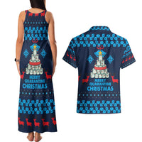 Merry Quarantine Christmas Couples Matching Tank Maxi Dress and Hawaiian Shirt Xmas Holiday Patterns - Wonder Print Shop