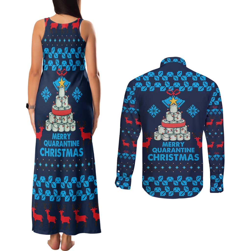 Merry Quarantine Christmas Couples Matching Tank Maxi Dress and Long Sleeve Button Shirt Xmas Holiday Patterns - Wonder Print Shop