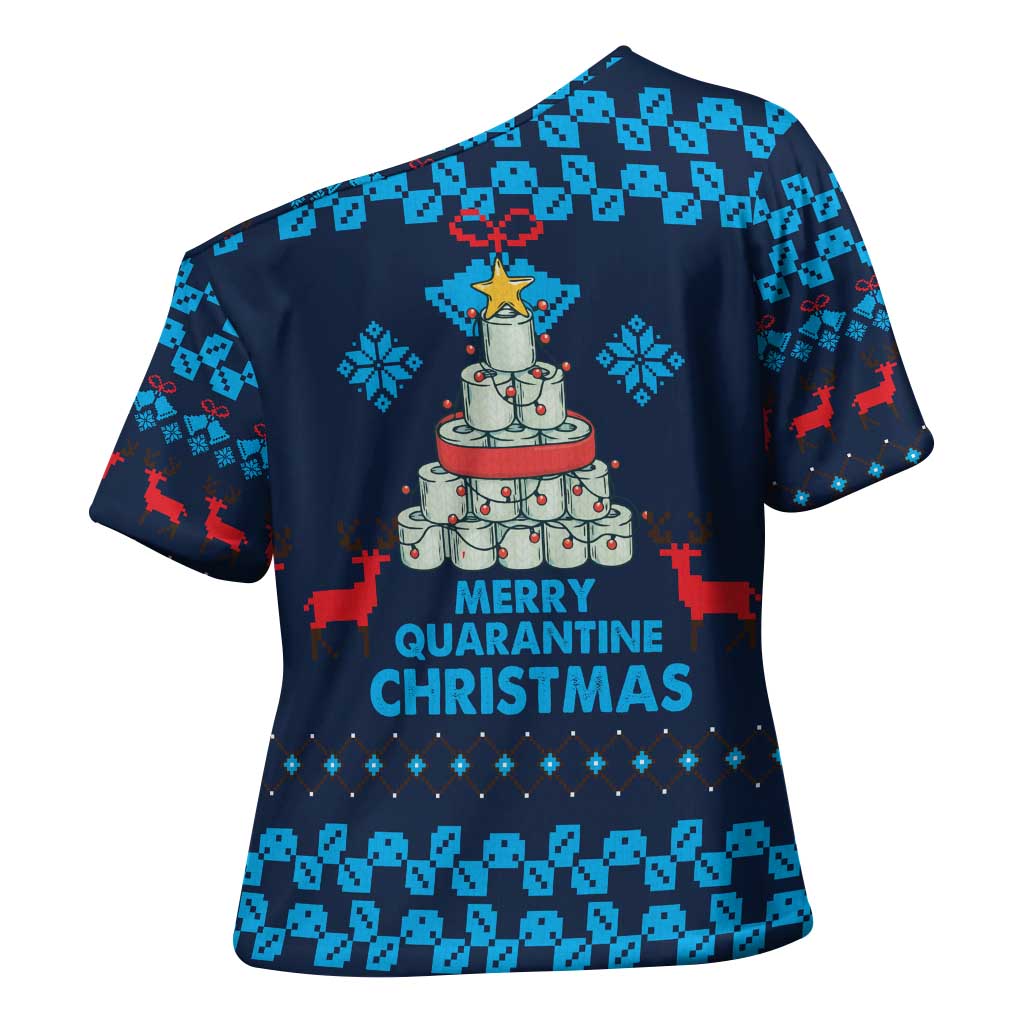 Merry Quarantine Christmas Cross Shoulder Shirt Xmas Holiday Patterns - Wonder Print Shop