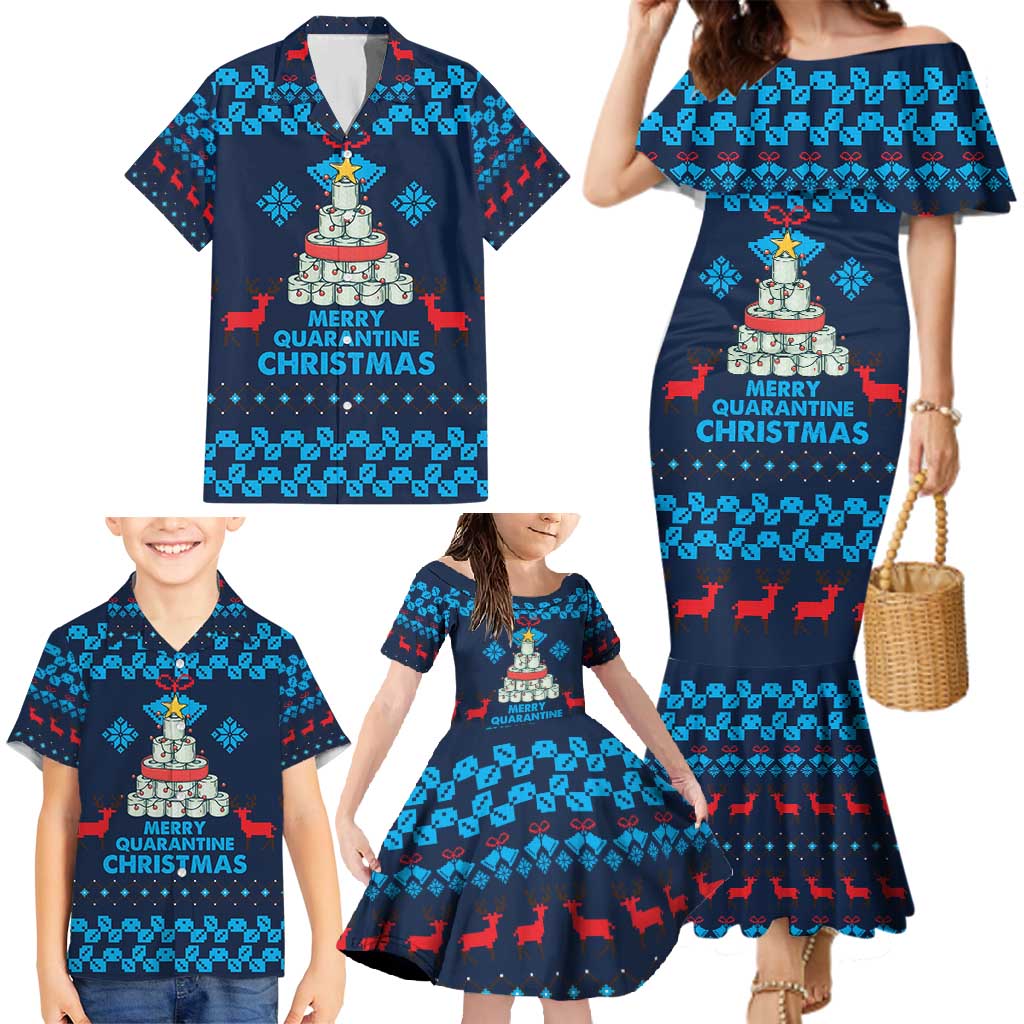 Merry Quarantine Christmas Family Matching Mermaid Dress and Hawaiian Shirt Xmas Holiday Patterns - Wonder Print Shop