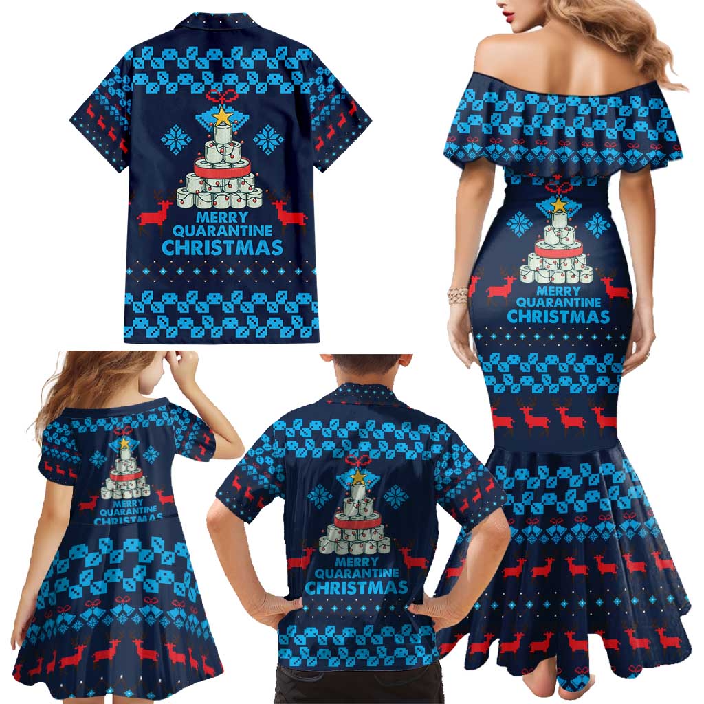 Merry Quarantine Christmas Family Matching Mermaid Dress and Hawaiian Shirt Xmas Holiday Patterns - Wonder Print Shop