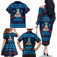 Merry Quarantine Christmas Family Matching Off The Shoulder Long Sleeve Dress and Hawaiian Shirt Xmas Holiday Patterns - Wonder Print Shop