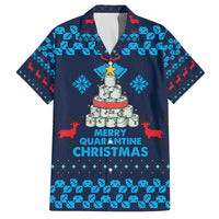 Merry Quarantine Christmas Family Matching Off The Shoulder Long Sleeve Dress and Hawaiian Shirt Xmas Holiday Patterns - Wonder Print Shop