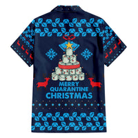Merry Quarantine Christmas Family Matching Off The Shoulder Long Sleeve Dress and Hawaiian Shirt Xmas Holiday Patterns - Wonder Print Shop