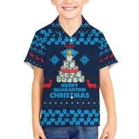Merry Quarantine Christmas Family Matching Off The Shoulder Long Sleeve Dress and Hawaiian Shirt Xmas Holiday Patterns - Wonder Print Shop