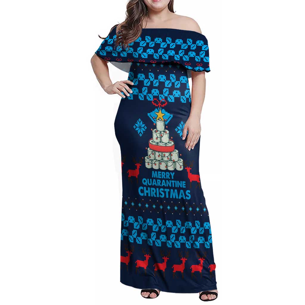 Merry Quarantine Christmas Family Matching Off Shoulder Maxi Dress and Hawaiian Shirt Xmas Holiday Patterns - Wonder Print Shop