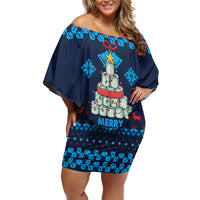 Merry Quarantine Christmas Family Matching Off Shoulder Short Dress and Hawaiian Shirt Xmas Holiday Patterns - Wonder Print Shop