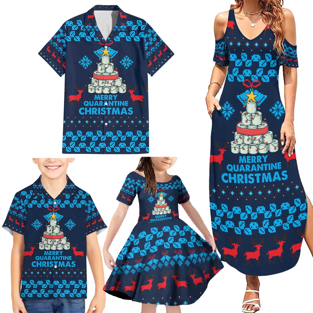 Merry Quarantine Christmas Family Matching Summer Maxi Dress and Hawaiian Shirt Xmas Holiday Patterns - Wonder Print Shop