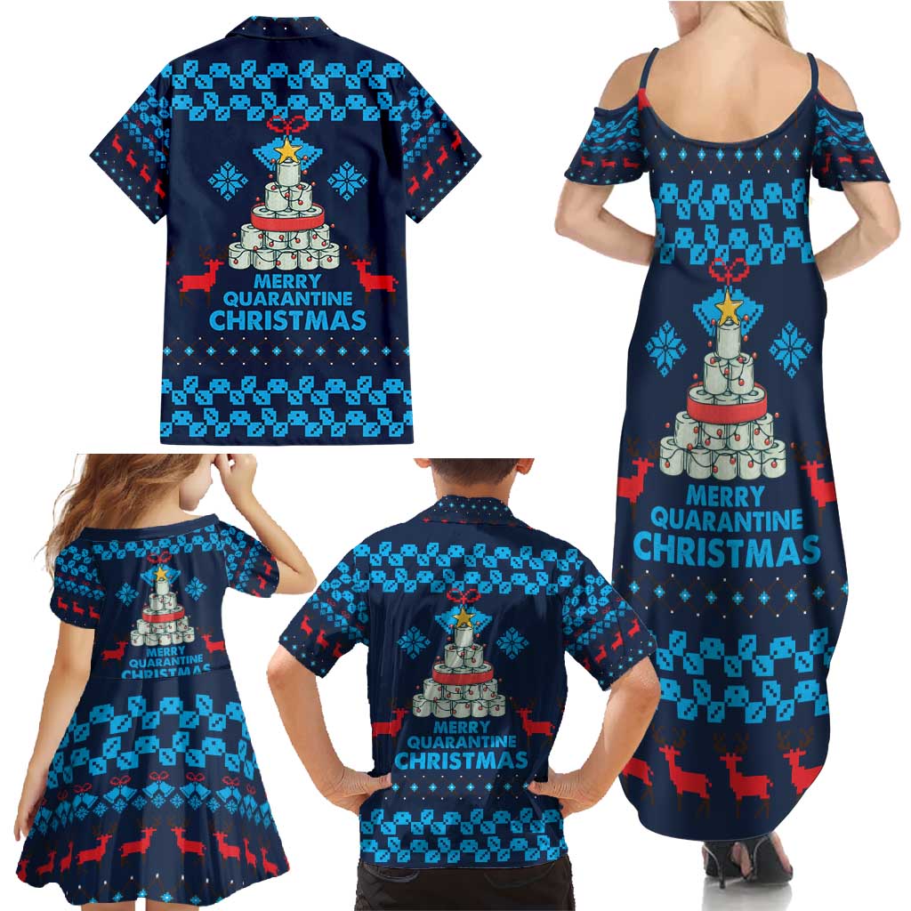 Merry Quarantine Christmas Family Matching Summer Maxi Dress and Hawaiian Shirt Xmas Holiday Patterns - Wonder Print Shop