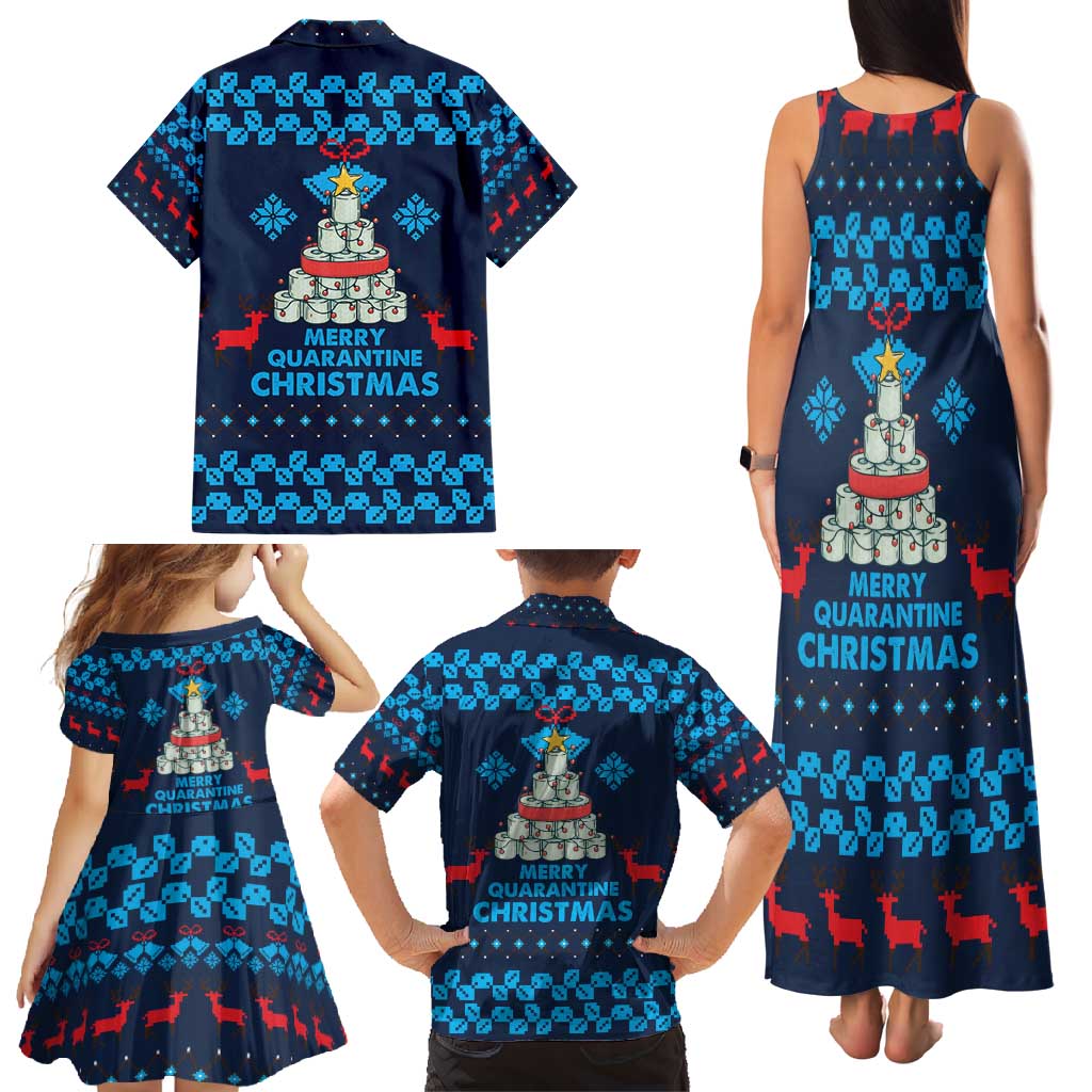 Merry Quarantine Christmas Family Matching Tank Maxi Dress and Hawaiian Shirt Xmas Holiday Patterns - Wonder Print Shop
