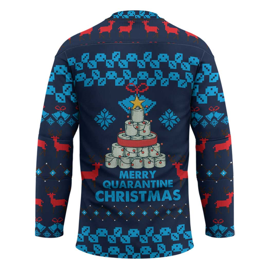 Merry Quarantine Christmas Hockey Jersey Xmas Holiday Patterns - Wonder Print Shop