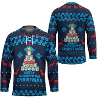 Merry Quarantine Christmas Hockey Jersey Xmas Holiday Patterns - Wonder Print Shop