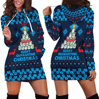 Merry Quarantine Christmas Hoodie Dress Xmas Holiday Patterns - Wonder Print Shop