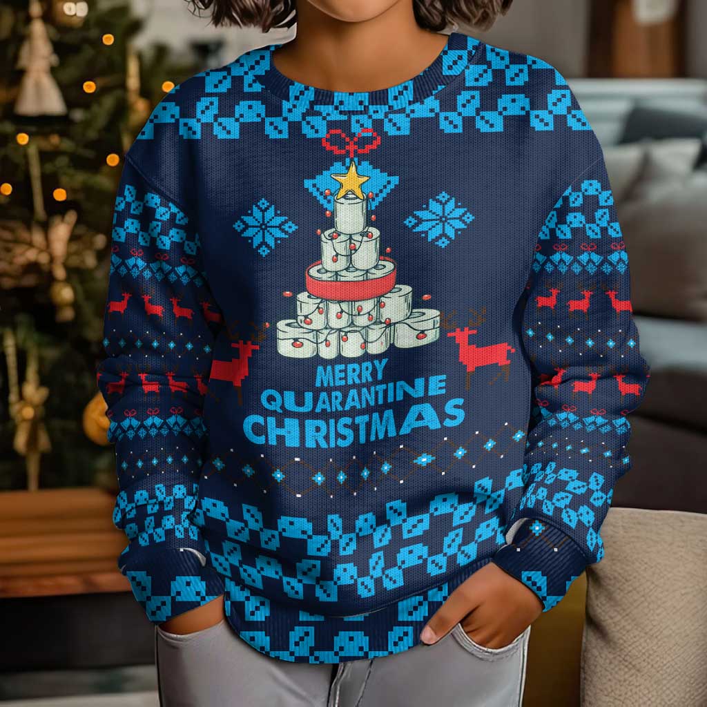Merry Quarantine Christmas Kid Ugly Christmas Sweater Xmas Holiday Patterns - Wonder Print Shop
