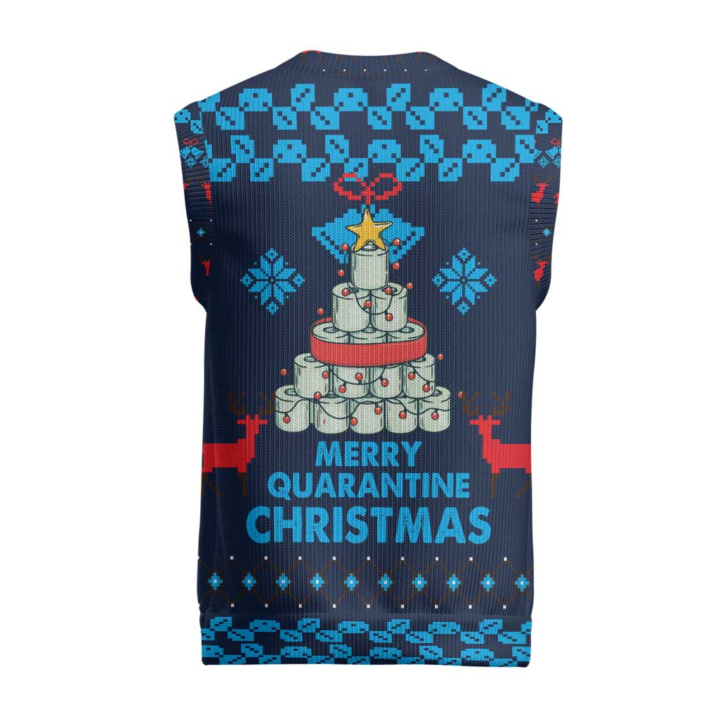 Merry Quarantine Christmas Knitted V-Neck Vest Xmas Holiday Patterns - Wonder Print Shop