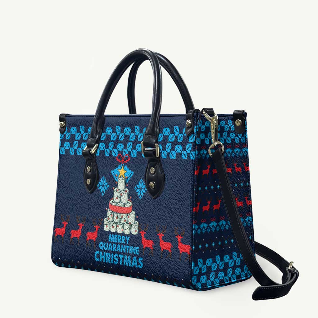 Merry Quarantine Christmas Leather Bag Xmas Holiday Patterns - Wonder Print Shop