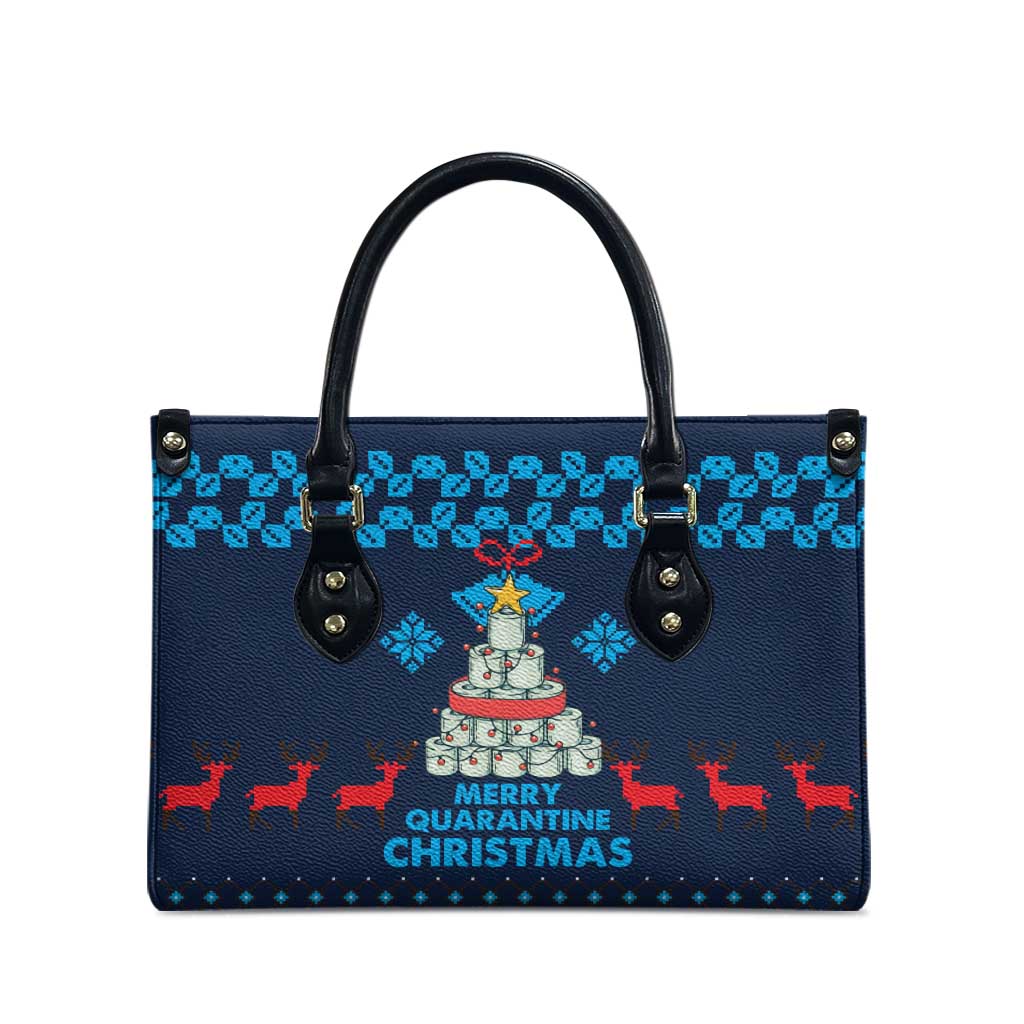 Merry Quarantine Christmas Leather Bag Xmas Holiday Patterns - Wonder Print Shop