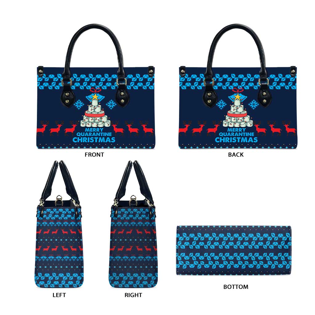 Merry Quarantine Christmas Leather Bag Xmas Holiday Patterns - Wonder Print Shop