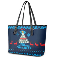 Merry Quarantine Christmas Leather Tote Bag Xmas Holiday Patterns - Wonder Print Shop