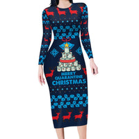 Merry Quarantine Christmas Long Sleeve Bodycon Dress Xmas Holiday Patterns - Wonder Print Shop
