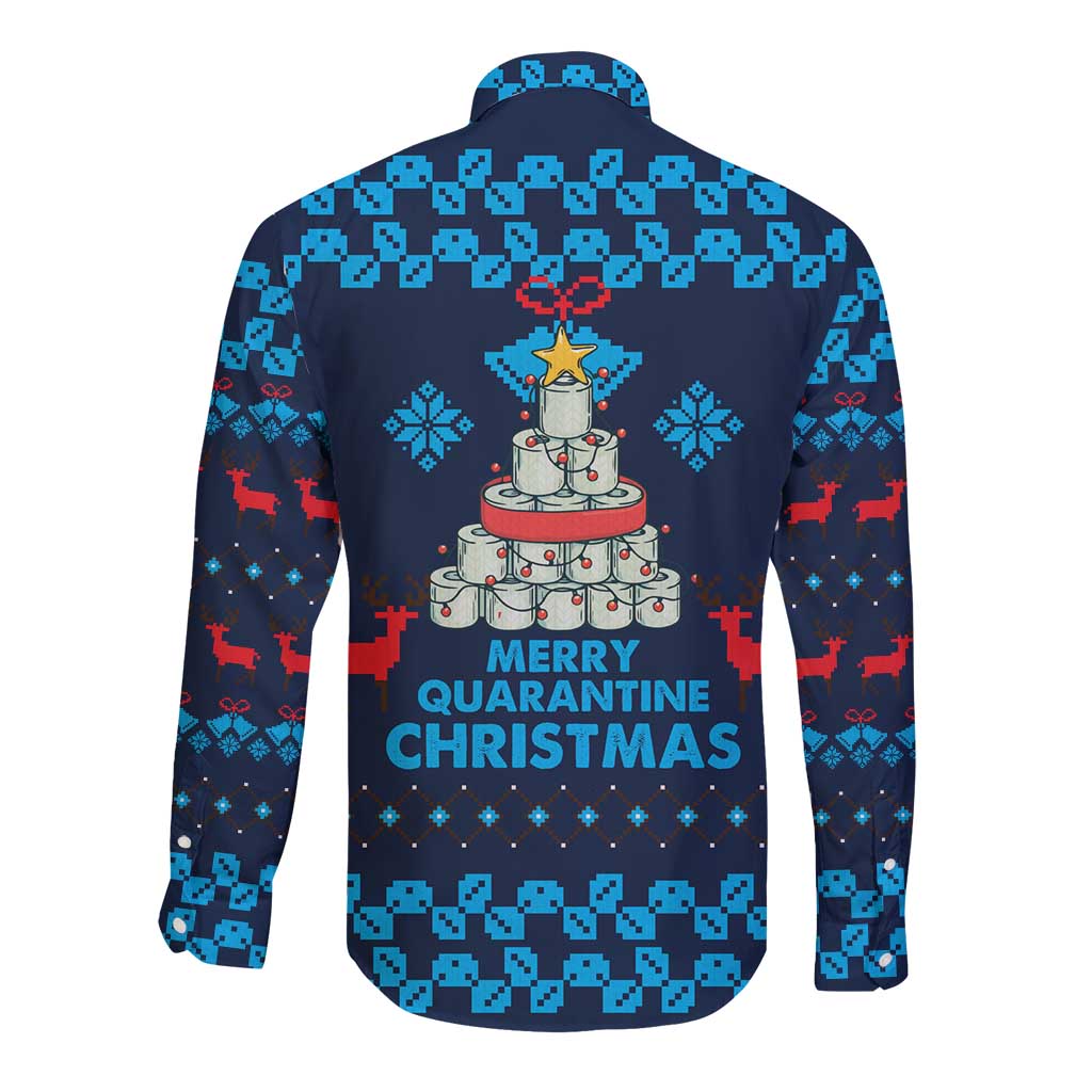 Merry Quarantine Christmas Long Sleeve Button Shirt Xmas Holiday Patterns - Wonder Print Shop