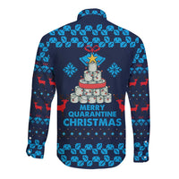 Merry Quarantine Christmas Long Sleeve Button Shirt Xmas Holiday Patterns - Wonder Print Shop