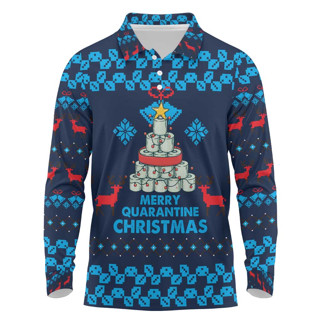 Merry Quarantine Christmas Long Sleeve Polo Shirt Xmas Holiday Patterns - Wonder Print Shop