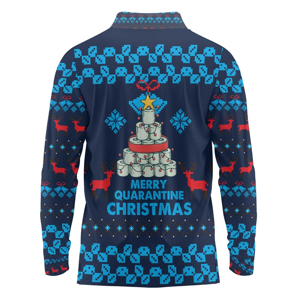 Merry Quarantine Christmas Long Sleeve Polo Shirt Xmas Holiday Patterns - Wonder Print Shop