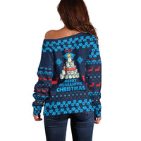 Merry Quarantine Christmas Off Shoulder Sweater Xmas Holiday Patterns - Wonder Print Shop