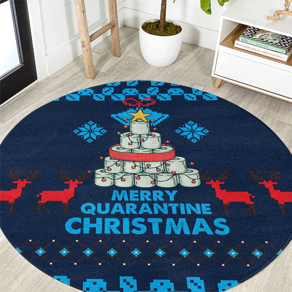 Merry Quarantine Christmas Round Carpet Xmas Holiday Patterns - Wonder Print Shop