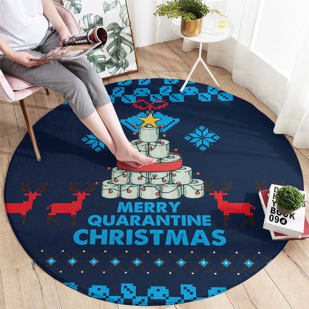 Merry Quarantine Christmas Round Carpet Xmas Holiday Patterns - Wonder Print Shop