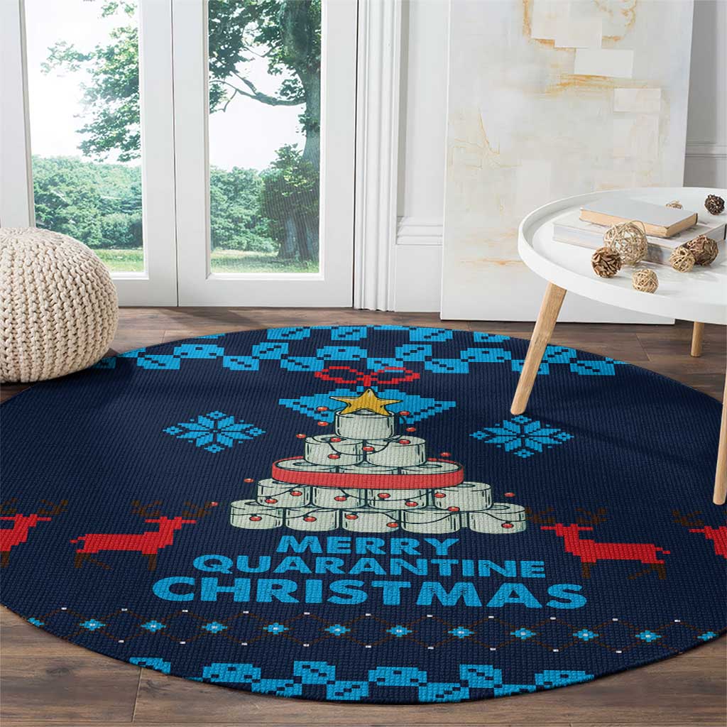 Merry Quarantine Christmas Round Carpet Xmas Holiday Patterns - Wonder Print Shop