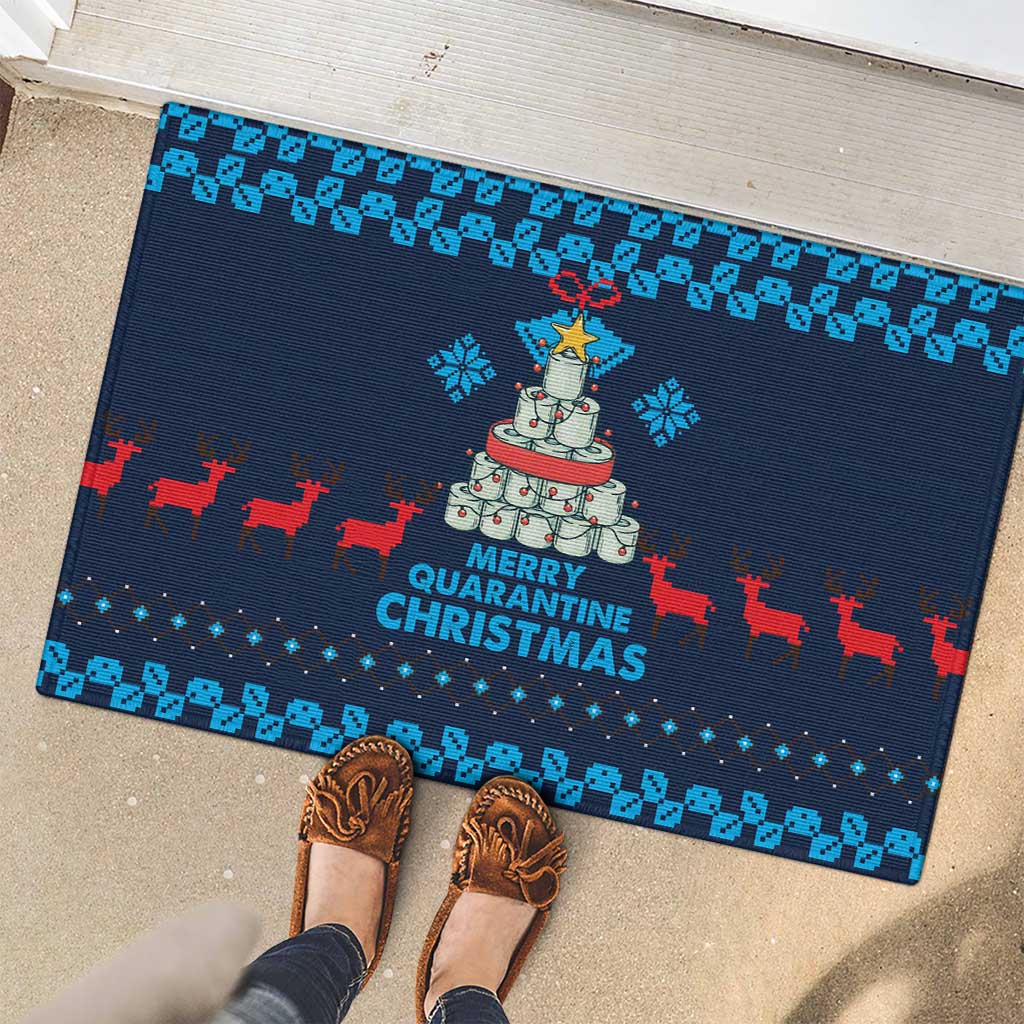 Merry Quarantine Christmas Rubber Doormat Xmas Holiday Patterns - Wonder Print Shop