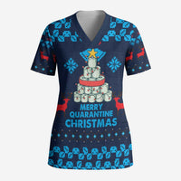 Merry Quarantine Christmas Scrub Top Xmas Holiday Patterns - Wonder Print Shop