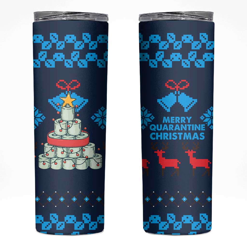 Merry Quarantine Christmas Skinny Tumbler Xmas Holiday Patterns - Wonder Print Shop