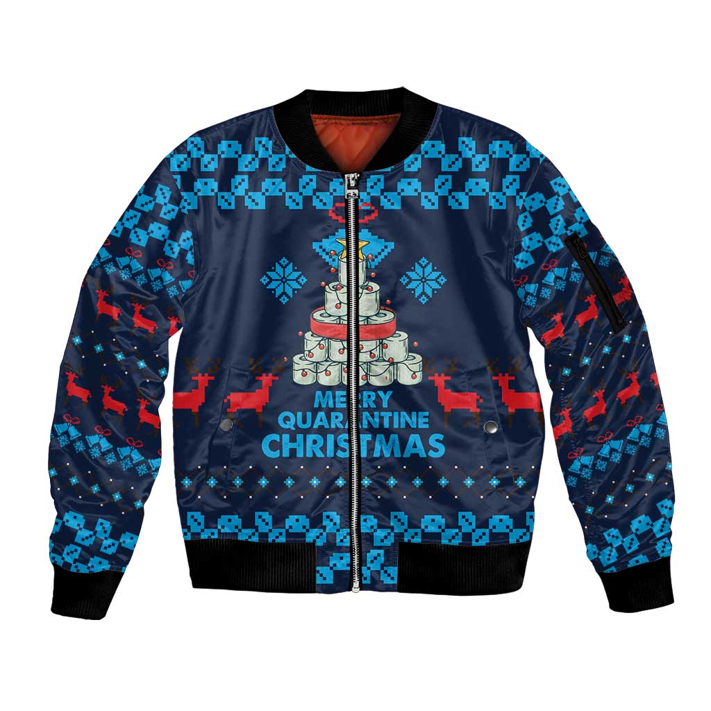 Merry Quarantine Christmas Sleeve Zip Bomber Jacket Xmas Holiday Patterns - Wonder Print Shop
