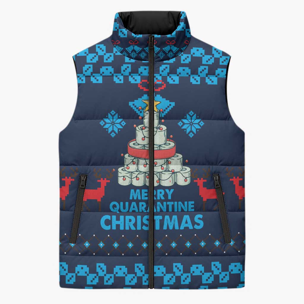 Merry Quarantine Christmas Sleeveless Puffer Jacket Xmas Holiday Patterns - Wonder Print Shop