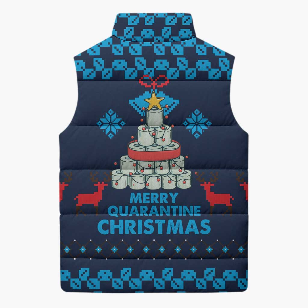 Merry Quarantine Christmas Sleeveless Puffer Jacket Xmas Holiday Patterns - Wonder Print Shop