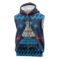 Merry Quarantine Christmas Sleeveless Zip Hoodie Xmas Holiday Patterns - Wonder Print Shop