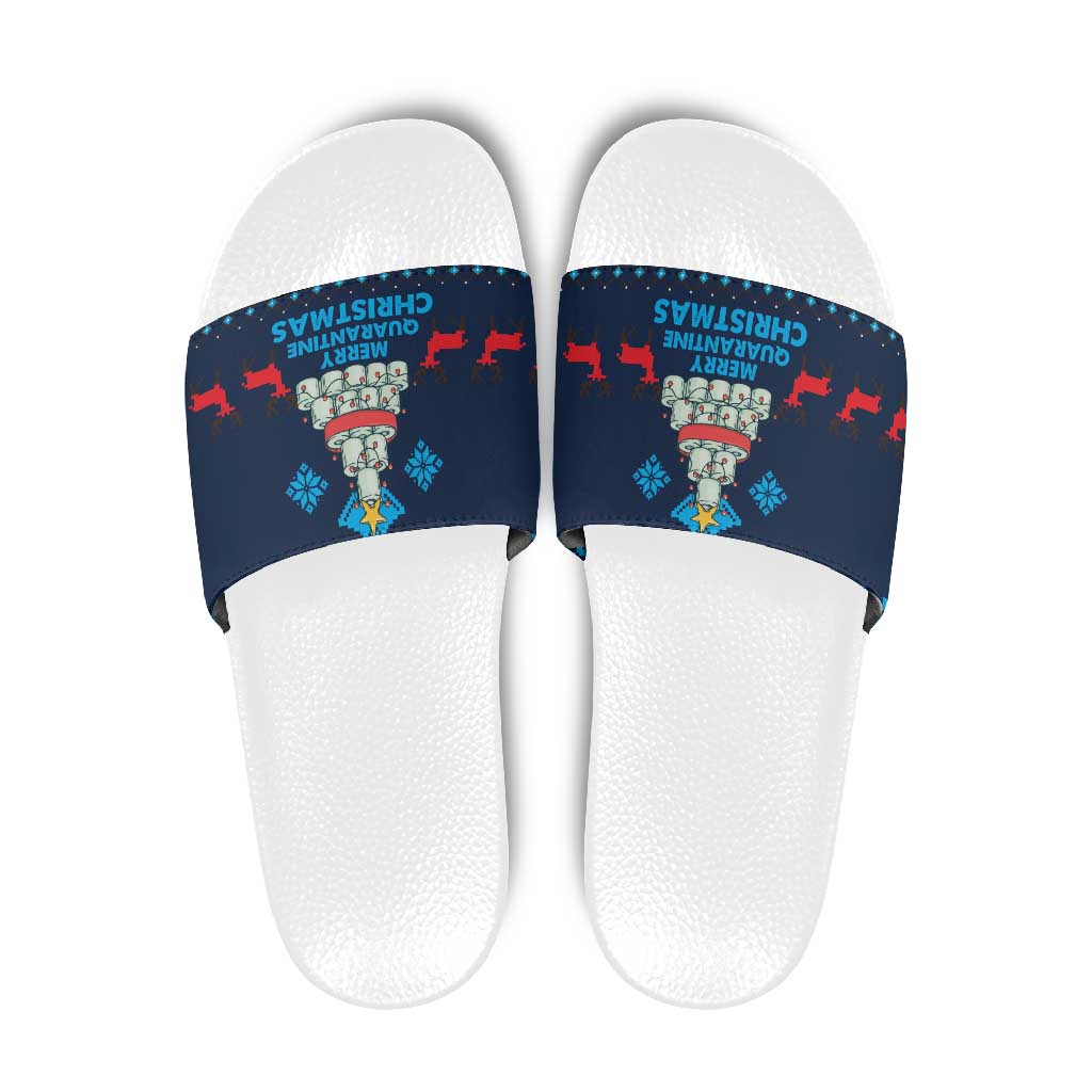 Merry Quarantine Christmas Slide Sandals Xmas Holiday Patterns - Wonder Print Shop