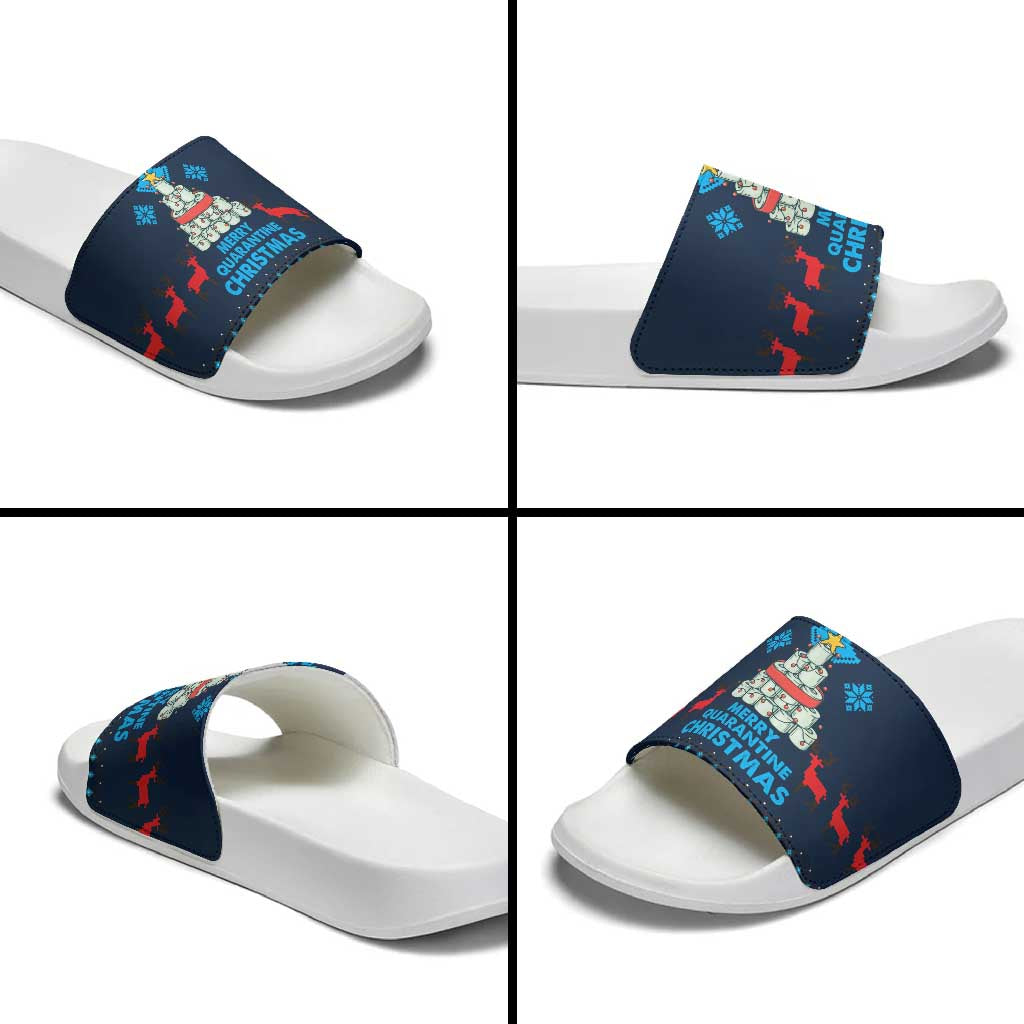Merry Quarantine Christmas Slide Sandals Xmas Holiday Patterns - Wonder Print Shop