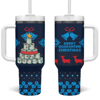 Merry Quarantine Christmas Tumbler With Handle Xmas Holiday Patterns - Wonder Print Shop