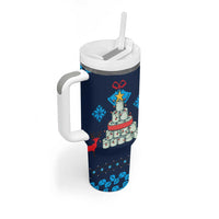 Merry Quarantine Christmas Tumbler With Handle Xmas Holiday Patterns - Wonder Print Shop